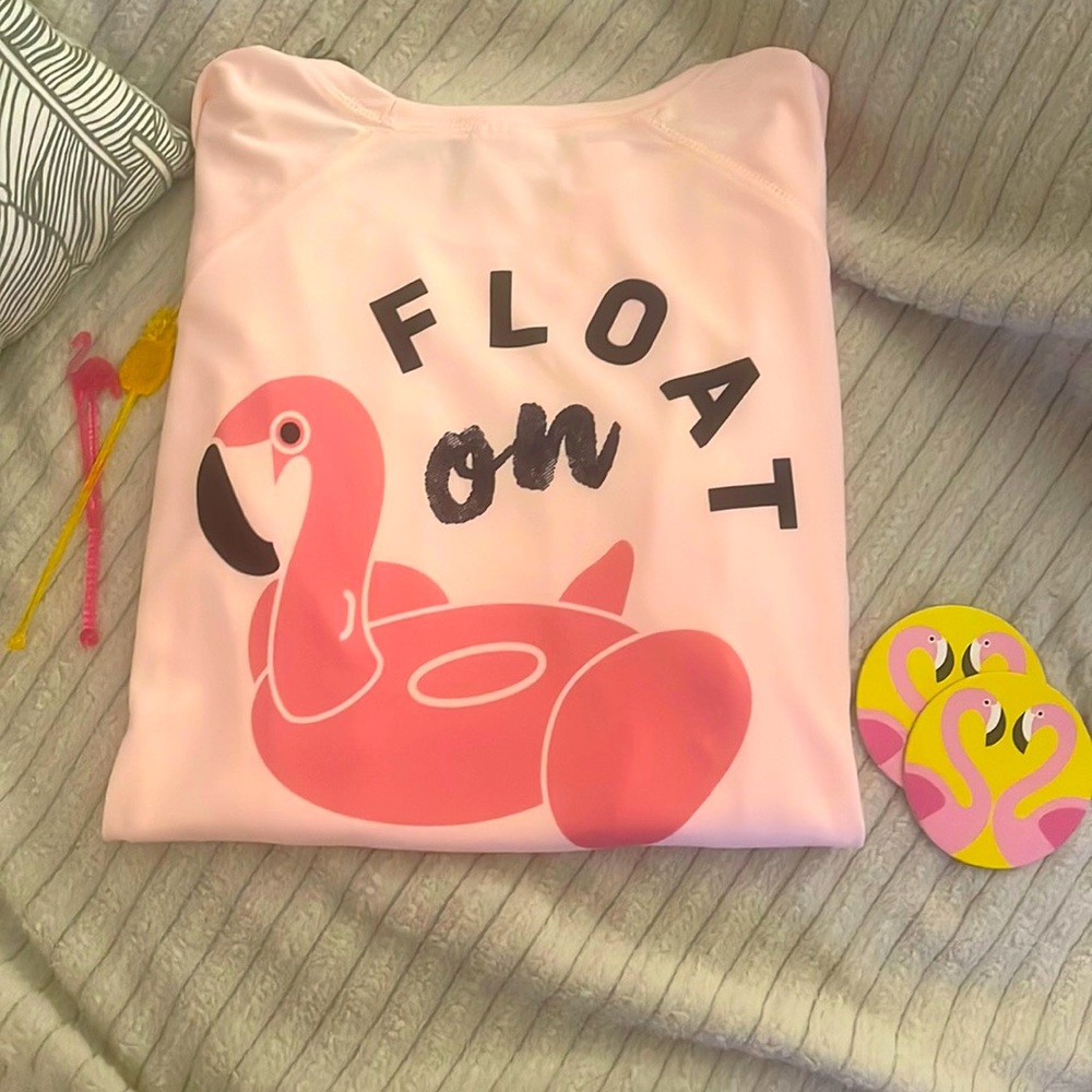 Ship Chic Boutique Long sleeve UPF 50 Pink flamingo beach shirt. Never worn.